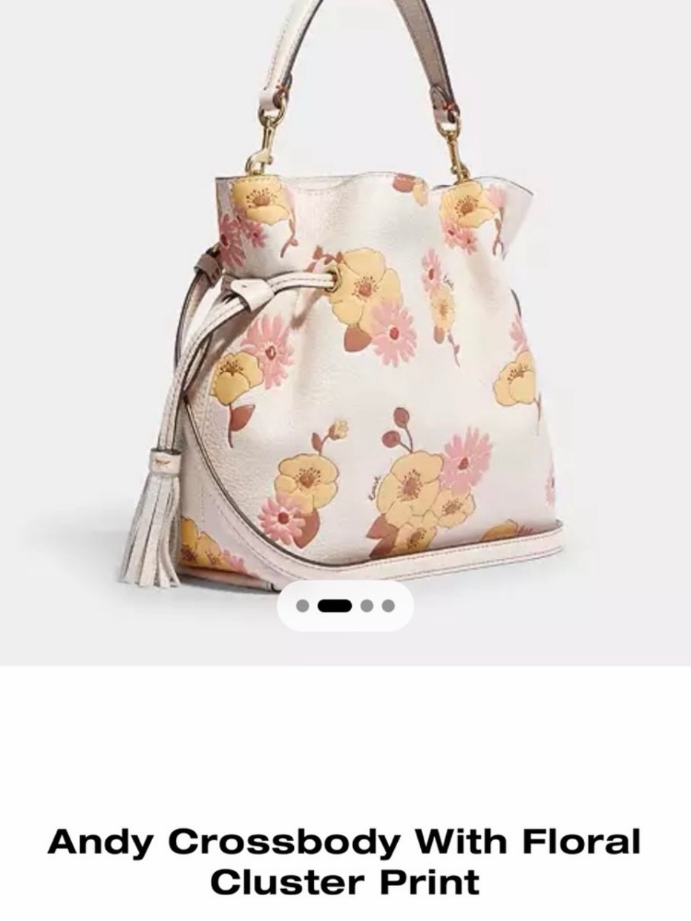 Coach Andy Floral Bucket Crossbody - Pink & Yellow On Cream